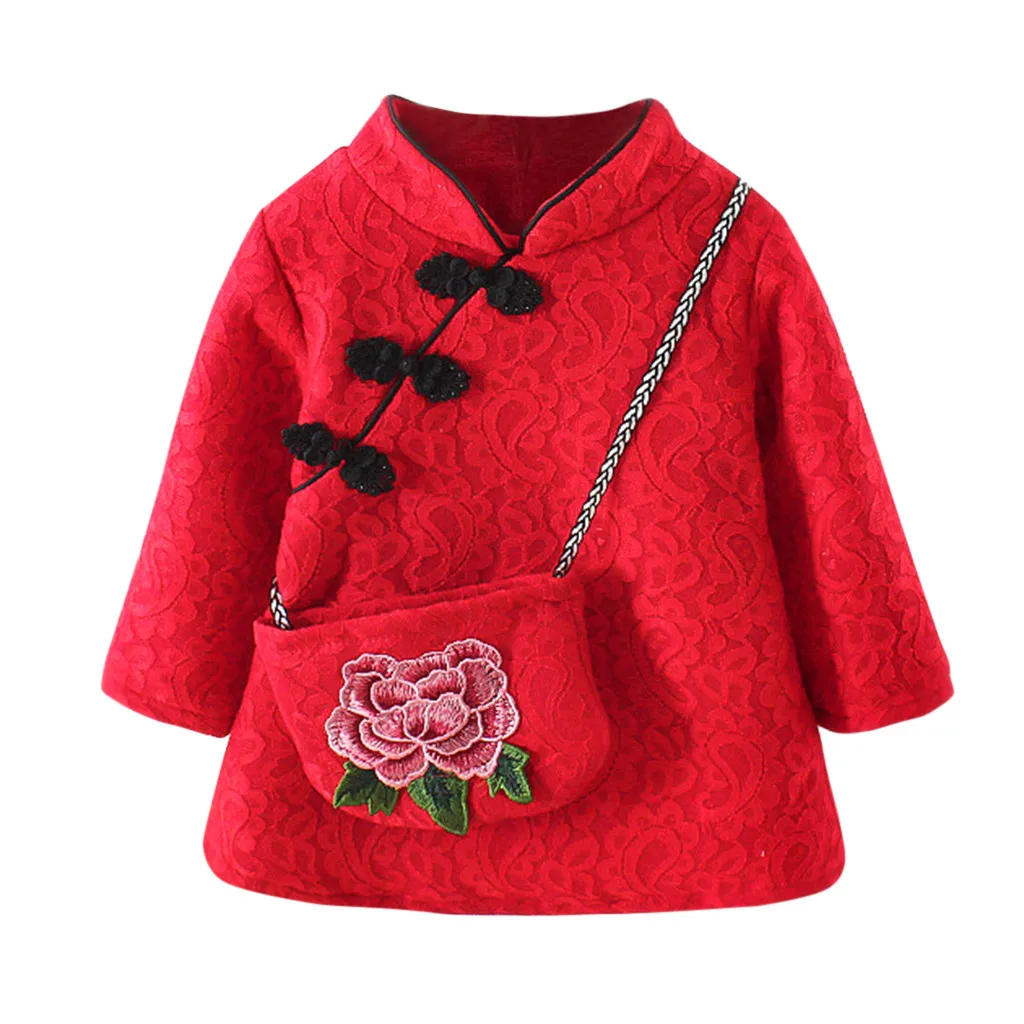 Костюм Тан для девочек платье в китайском стиле детское толстое Ципао Детское