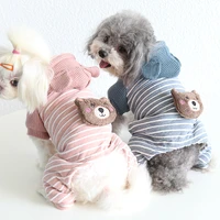 cat striped bear sweatshirt pet dog clothes winter warm cotton dog jumpsuits cat pajamas hoodies clothing for dogs cat puppy