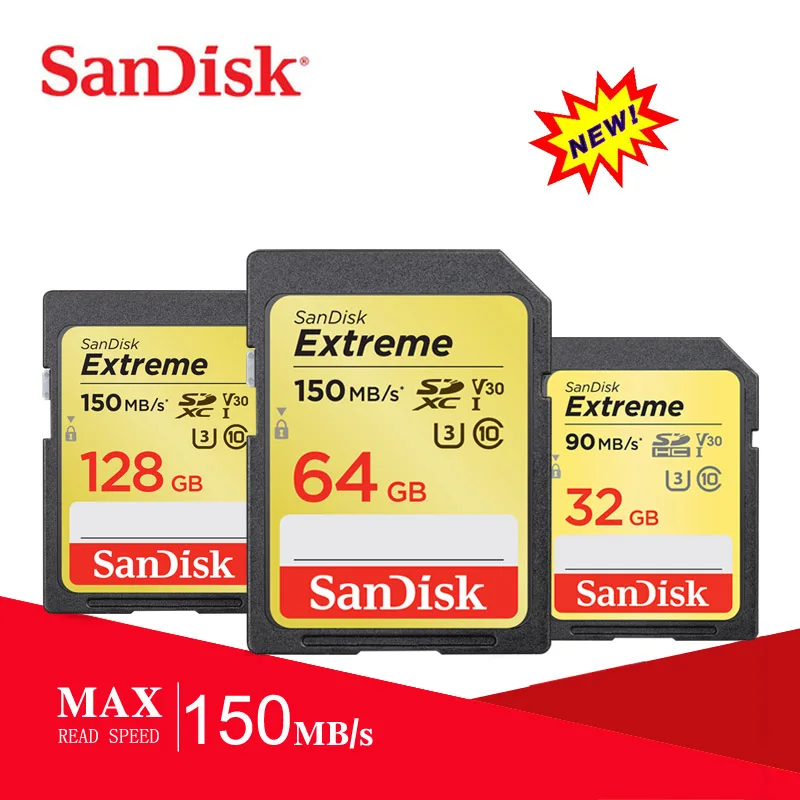 SanDisk Memory Card Extreme SDHC / SDXC SD 4K UHD 64GB 128GB C10 U3 V30 150MB s UHS-I Flash Free Shipping | Хранение данных