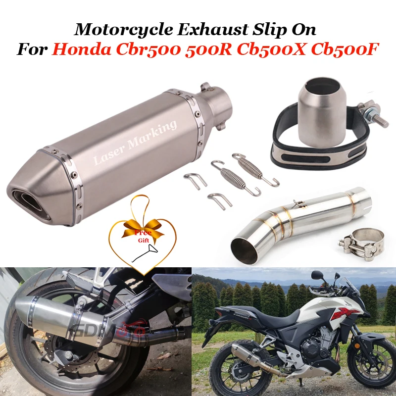 

Универсальный выхлопной глушитель для мотоцикла Honda CBR500 500R CB500X CB500F DB, глушитель, трубка средней соединительной трубы 2013-2019