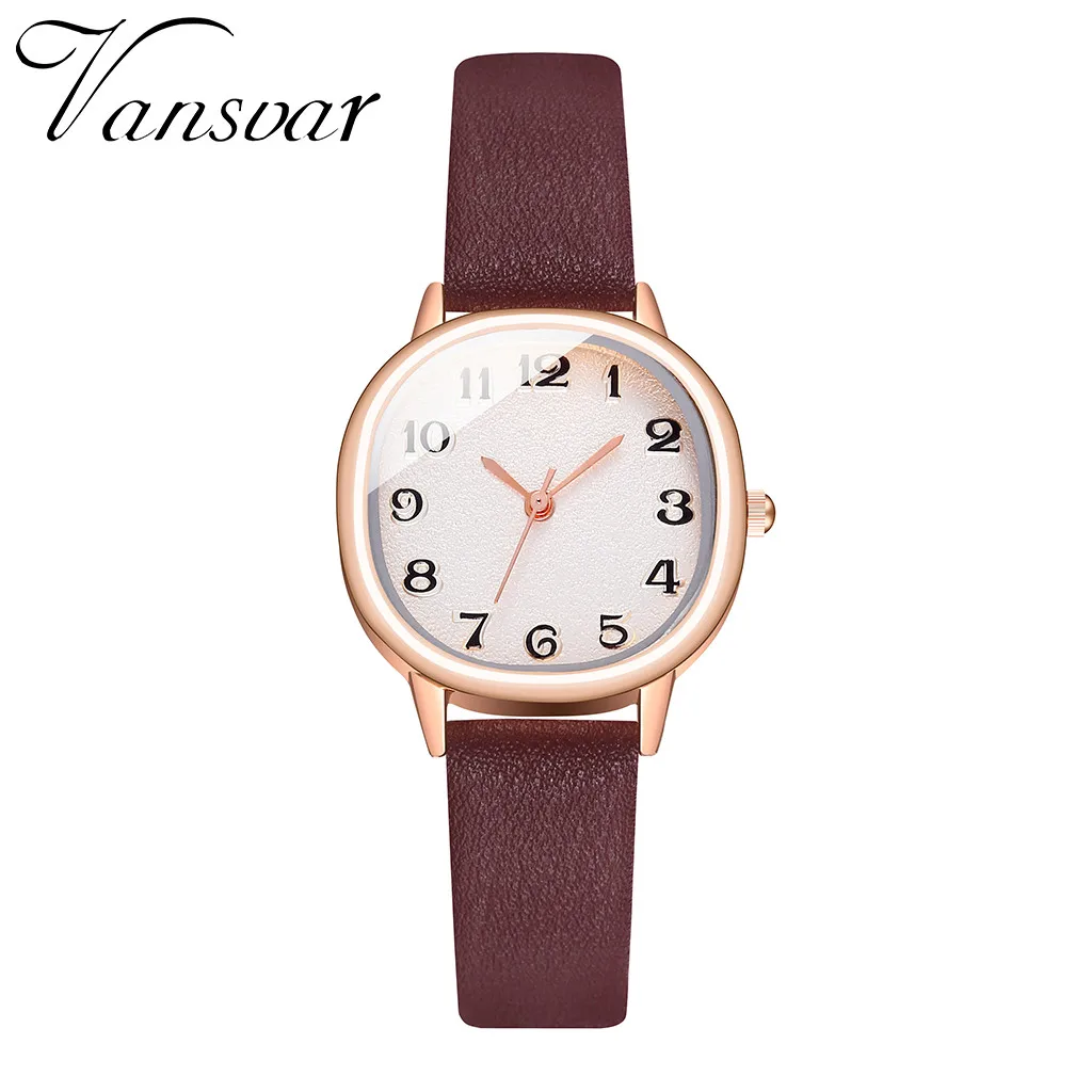 Женские наручные часы с кожаным ремешком простые кварцевые под платье Прямая