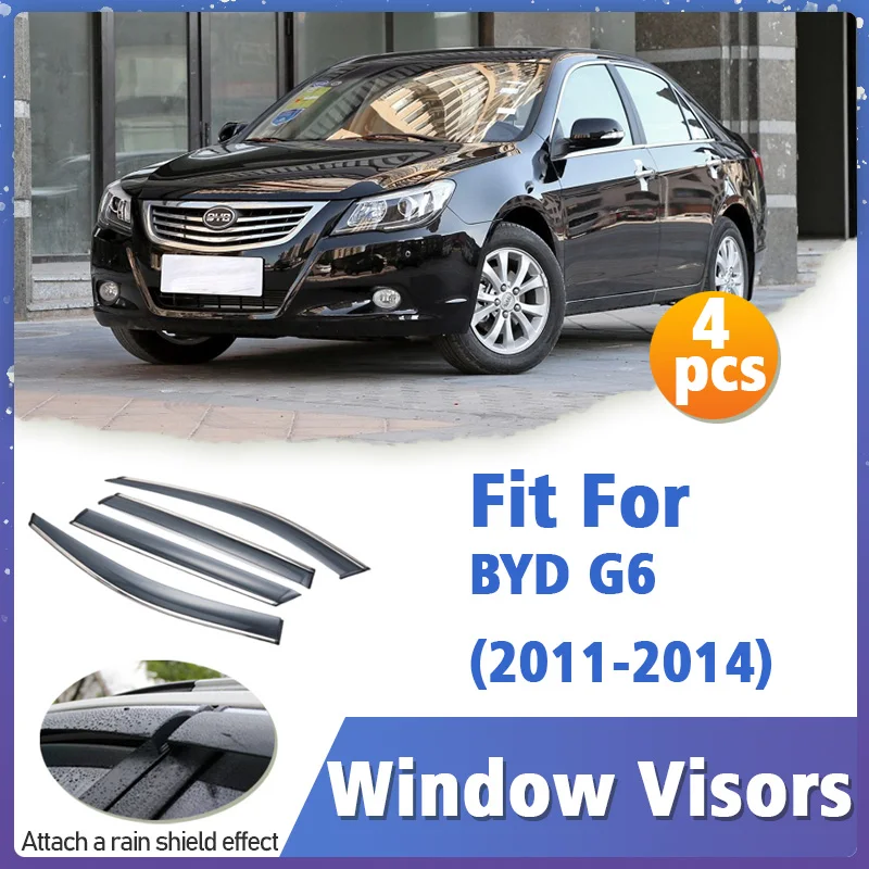 Window Visor Guard for BYD G6 2011-2014 Vent Cover Trim Awnings Shelters Protection Sun Rain Deflector Auto Accessories 4pcs