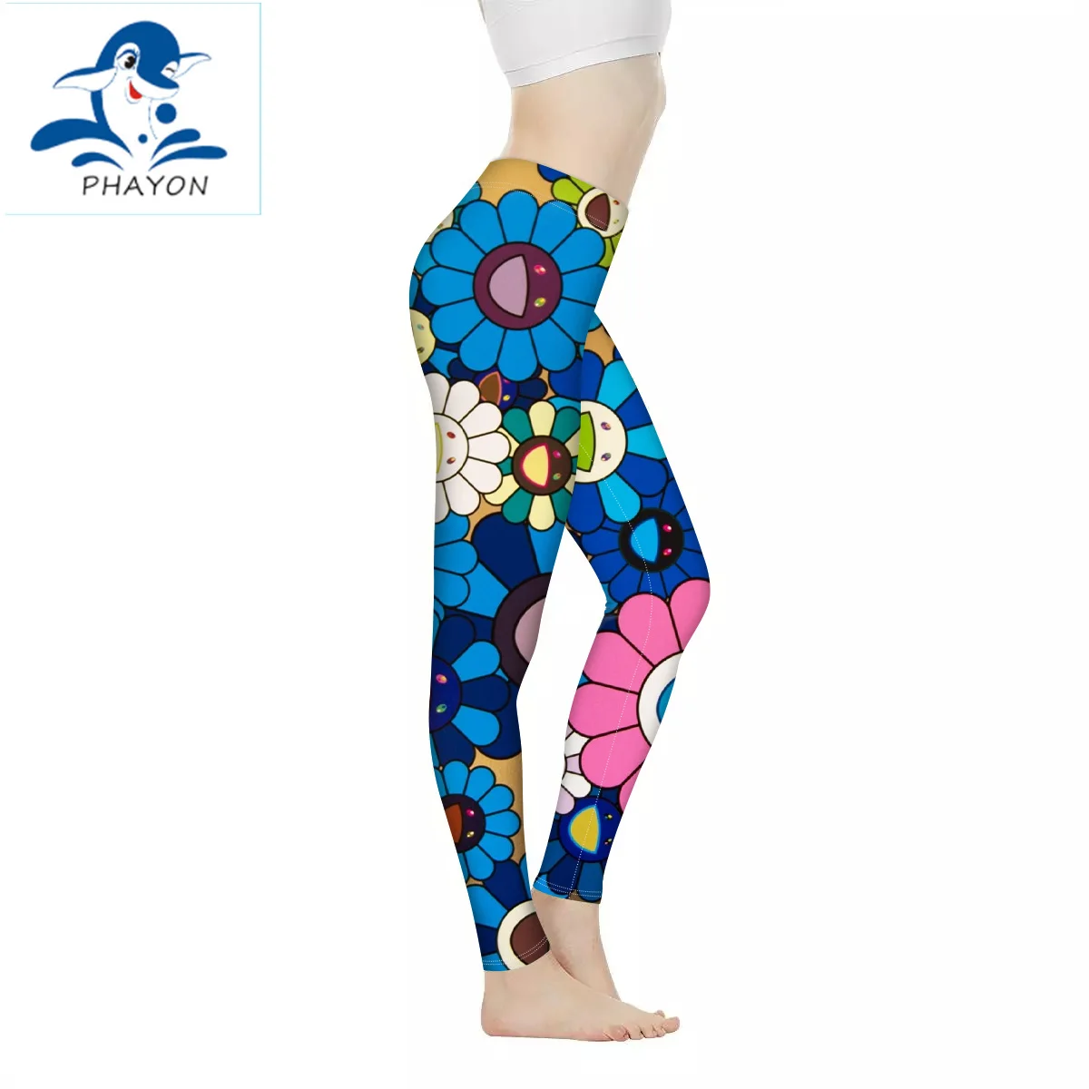 

Леггинсы спортивные эластичные с высокой талией и цифровым принтом