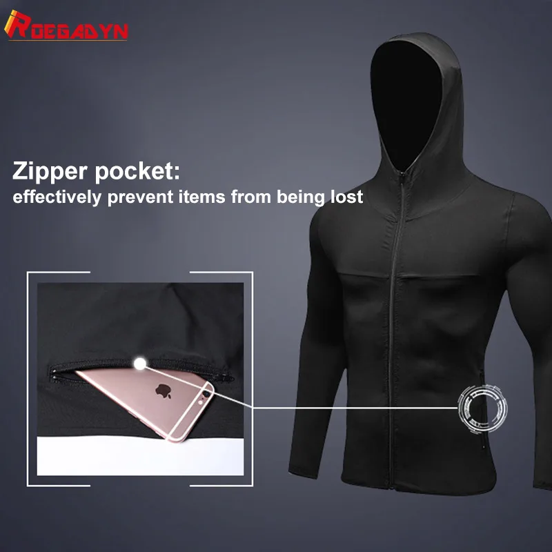 Спортивная одежда ROEGADYN с капюшоном для мужчин спортивная тренировочная куртка