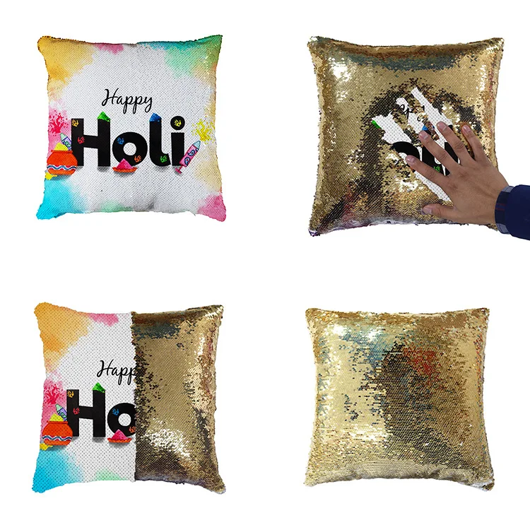 

Mermaid two-color sequin pillowcase thermal transfer color changing pillow flamingo customizable pattern sequin pillowcase