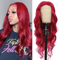 4x4 lace closure human hair wigs colored burgundy red long body wave wigs brazilian hair for black women non remy ijoy