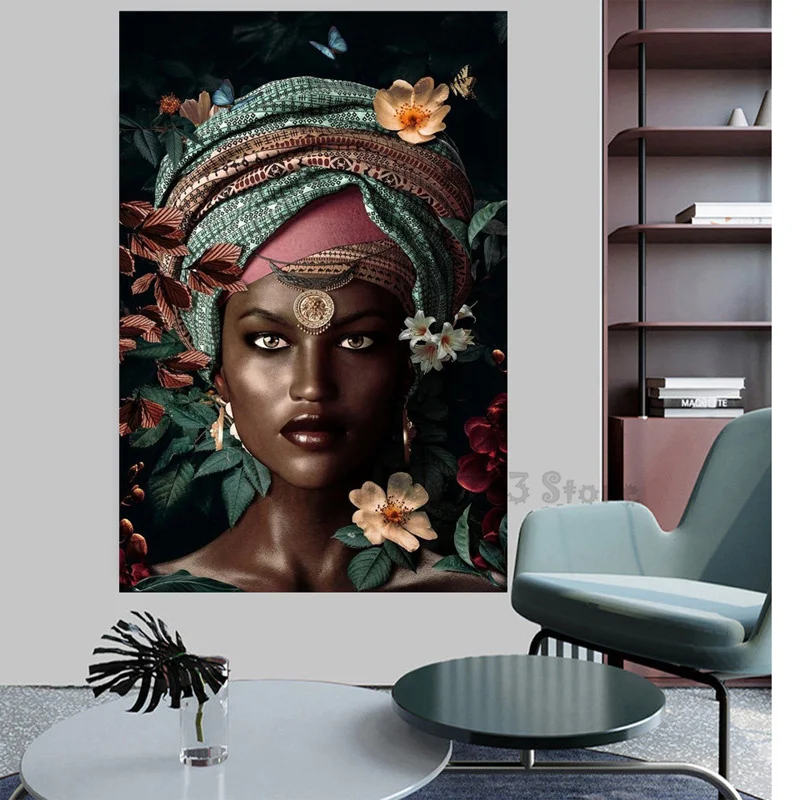 Алмазная картина цветы Африканской женщины полноразмерная круглая 5D сделай сам