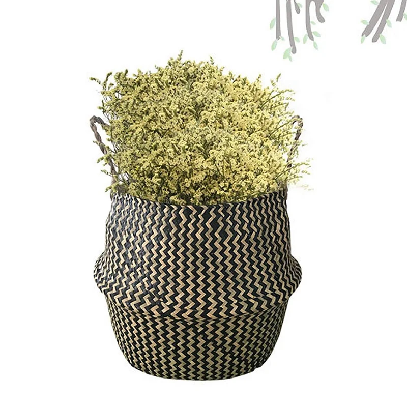 

1x Foldable Natural Seagrass Woven Storage Basket with Handle Black & 3x Extra Large Foldable Fabric Storage Box