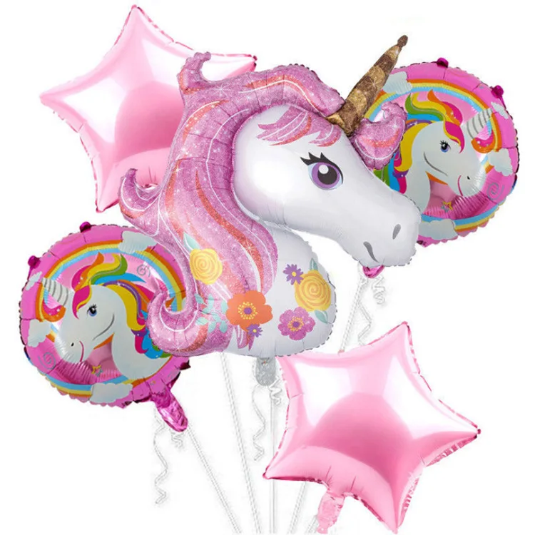 

ZK40 Rainbow Unicorn Party Balloons Foil Balloons Set Kids Birthday Party Decoration for Girls Chlidren holidays happy birthday