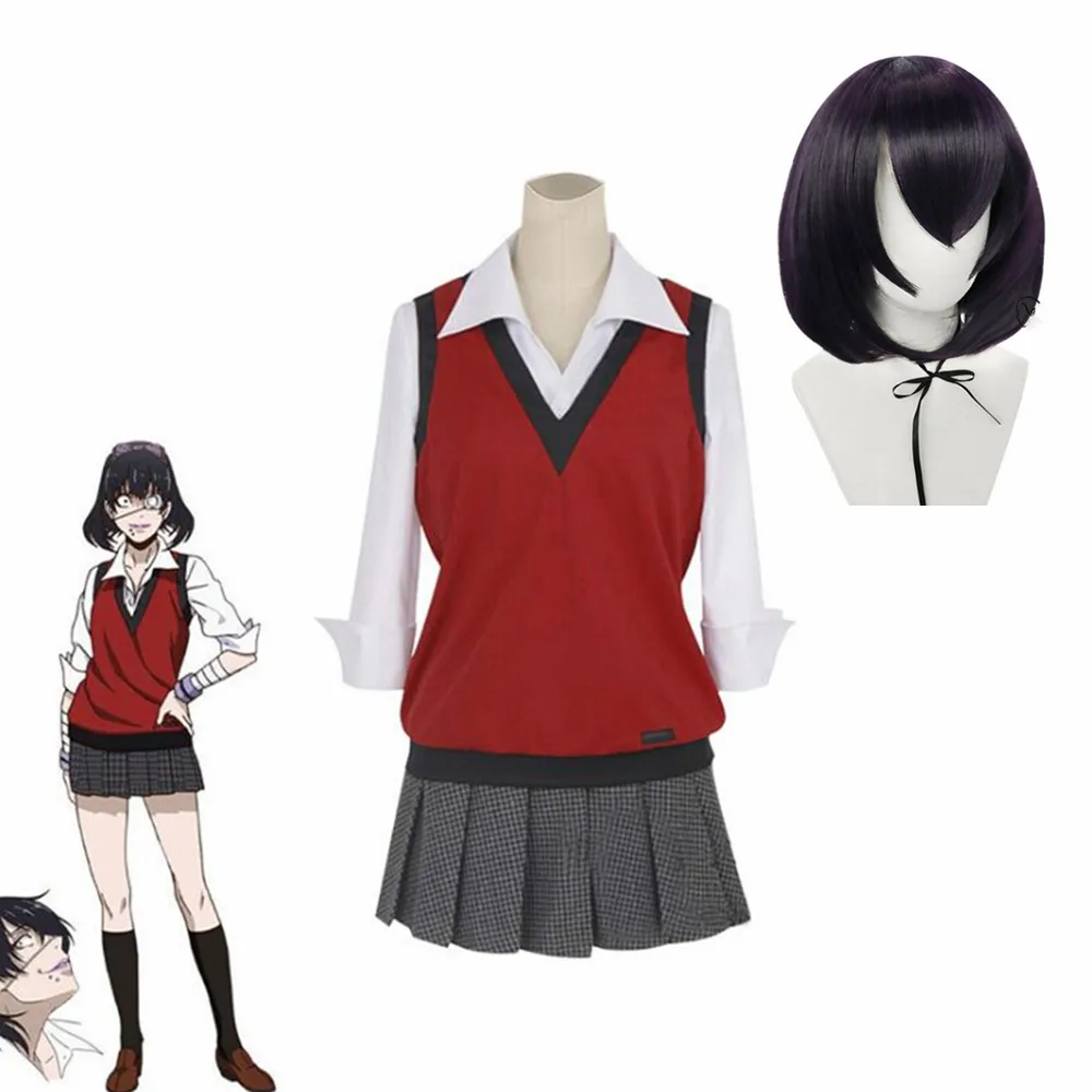 

Jk Uniform Anime School Suit Ikishima Midari Jabami Yumek Cosplay Costume Compulsive Gambler Wigs