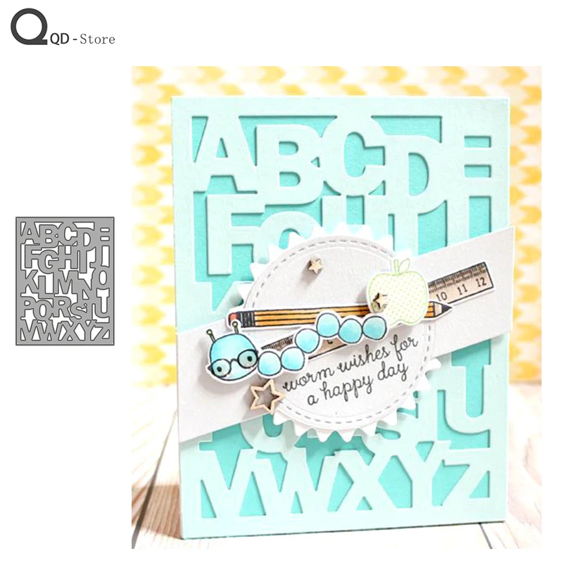 

Letter A-Z Background Box Cutting Dies New Die Scrapbooking Mold Cut Handmade Tools DIY Craft Decoration Metal Die Cuts New 2020