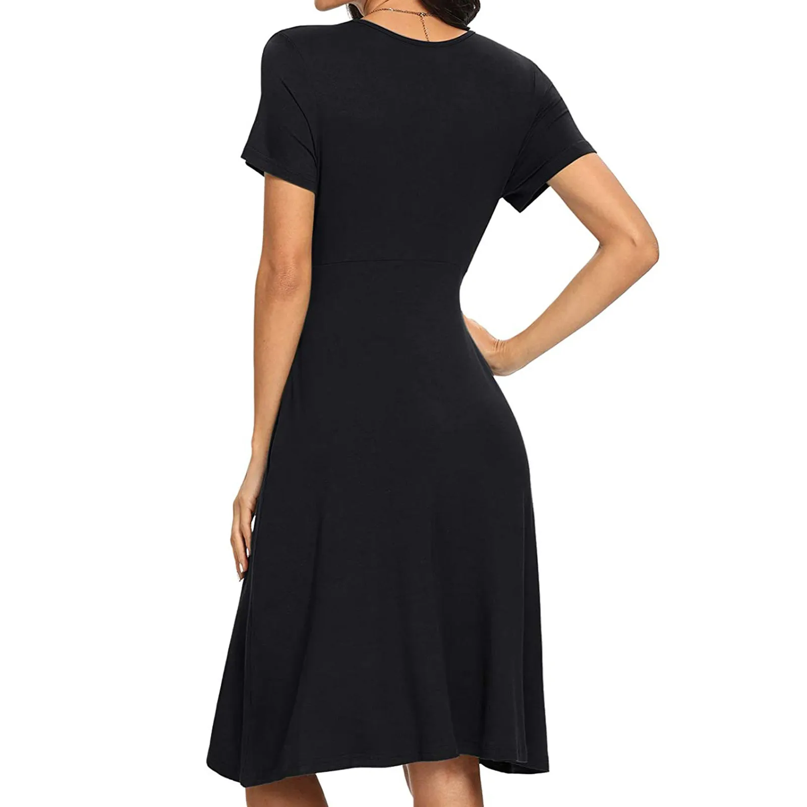

Dresses Women Casual Casual Fashion Comfy Sexy Solid Color V-neck Pocketed Short Sleeve Dress 2021 Sundress Elegant Vestidos