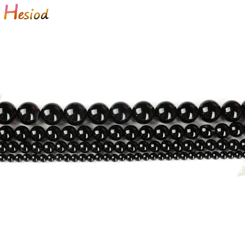 

Hesiod 6/8/10/12/14/16mm Wholesale High Quality Natural Stone Black Agates Round Beads For Jewelry Making Necklace Bracelet