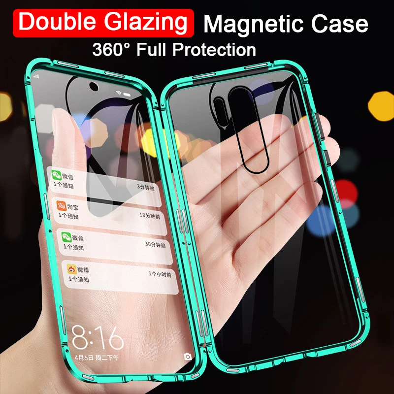 

360 Double Side tempered Glass Magnetic Case For OPPO Realme 6i 5i 6 5 Pro C3 XT Reno 2 3 4 Pro 6.4 A5 A9 2020 A11X Metal Cover