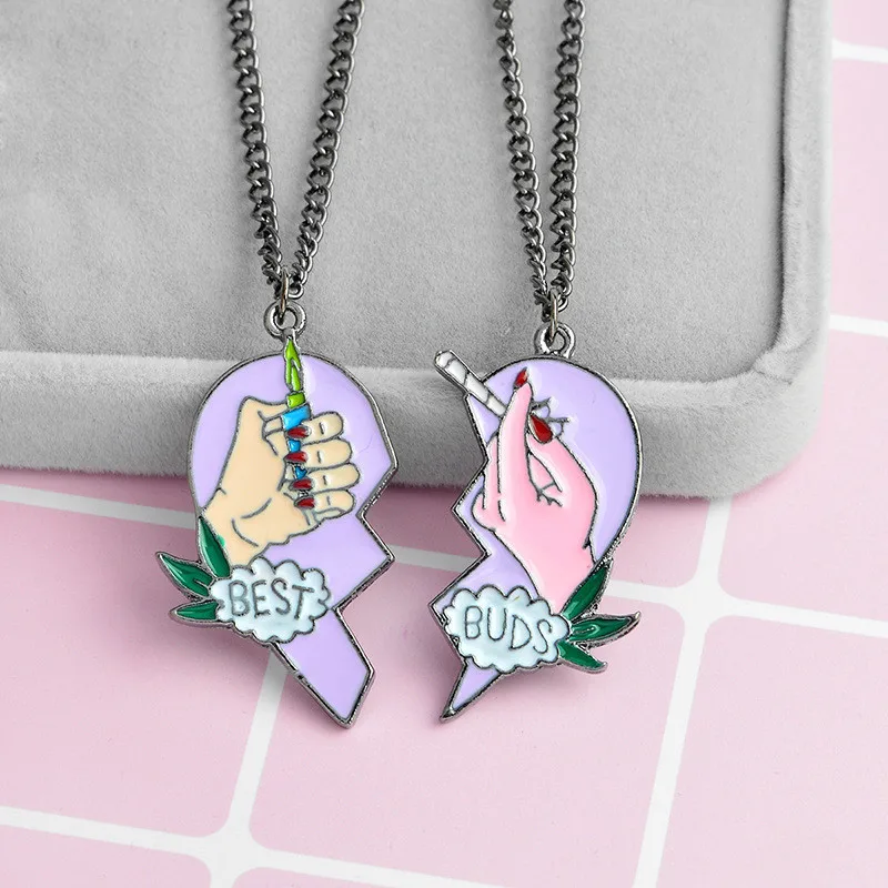 

Purple 2pcs/set Heart Pendant Necklaces for Women Girls Best Buds Cigarette Lighter Anniversary Good Friend Lovers Birthday Gift
