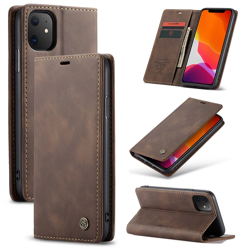magnetic wallet phone case for iphone 11 pro max 6 6s 7 8 plus retro matte flip pu leather cover for iphone x 10 xr xs max cases free global shipping