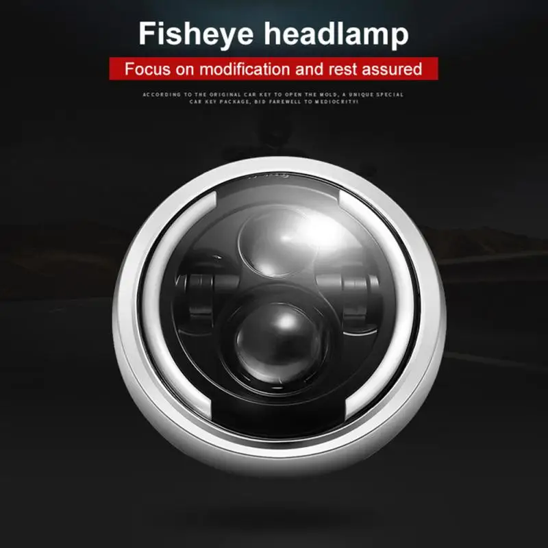 

Motorcycle Modified Parts LED Headlight 7.5 Inch Headlight Assembly Fisheye Angel Headlight