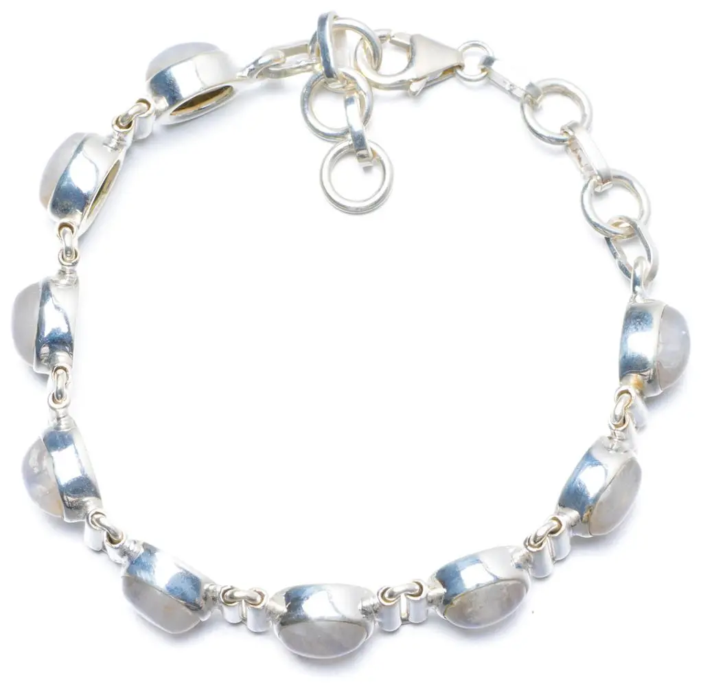 Натуральный Радужный Лунный Камень ручной работы уникальный браслет из