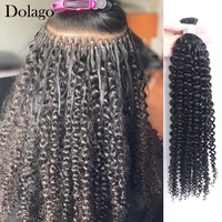 3c 4a kinky curly i tip microlinks human hair extensions mongolian virgin hair extension bulk hair natural black color for women