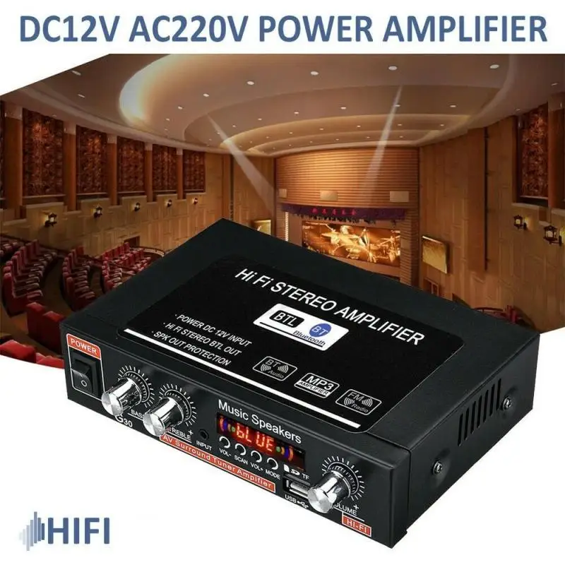 

Цифровой домашний усилитель G30, Bluetooth-совместимый Hi-Fi стерео сабвуфер, музыкальный плеер с поддержкой Fm, Tf, Aux, 2-канальный динамик