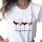 Винная Женская Повседневная футболка с принтом, женская футболка в стиле Harajuku Ulzzang, женский летний Графический Топ в стиле 90-х годов