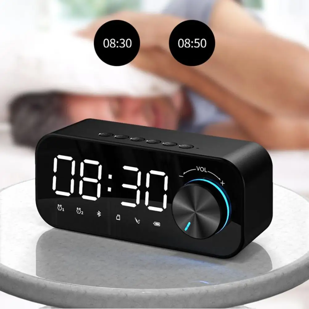 

2 In1 Bluetooth 5.0 Speakers Portable Wireless Speakers Bass LED Alarm Clock Music USB TF Card Wireless Loudspeaker