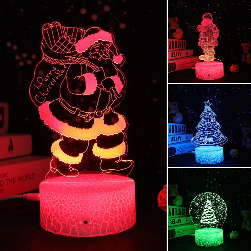 

2021 New 3D LED Night Light Lamp Christmas Series 16 Color 3D Night light Remote Control Table Lamps Toy Gift For kid Home Decor