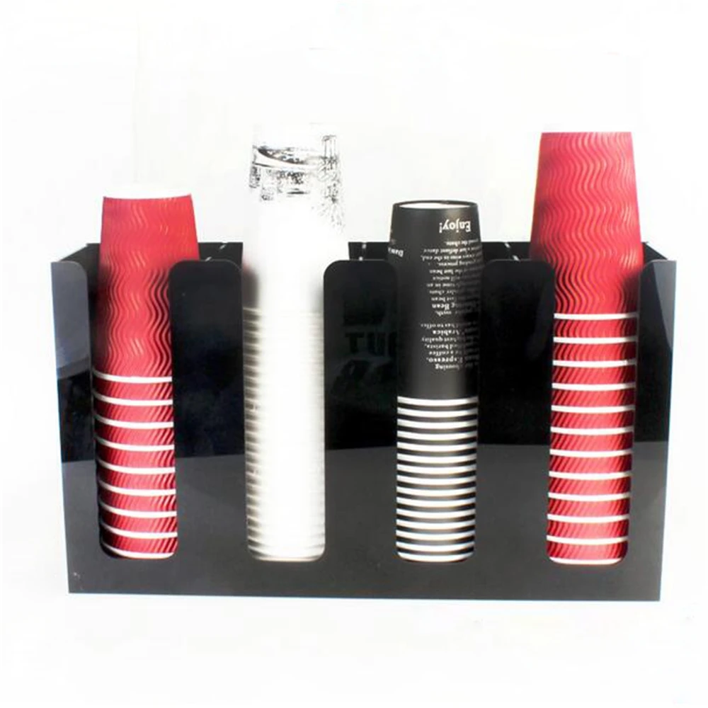 Вертикальный акриловый держатель для бумажных стаканчиков с 4 ячейками бара