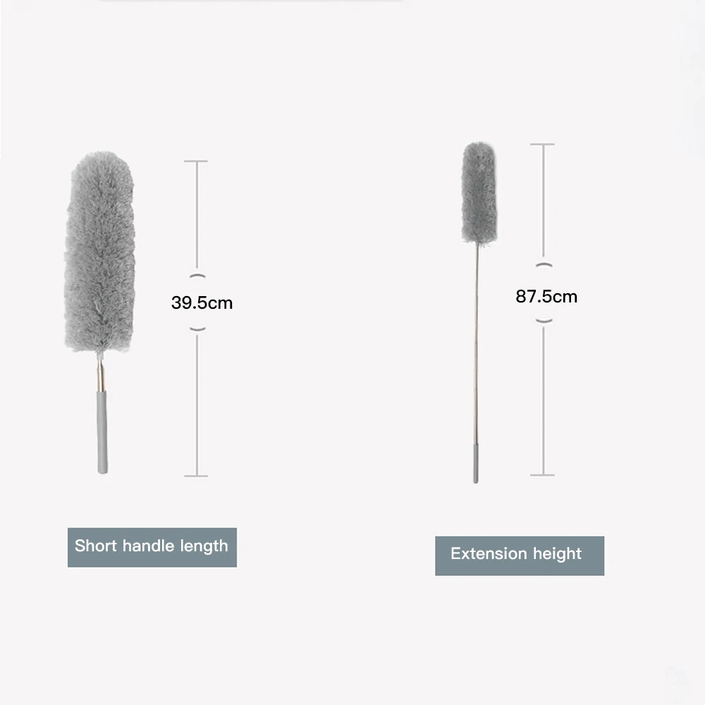 

39*9cm Dust Duster Electrostatic Magic Duster Stainless Steel Extended Duster Duster Car Fiber Duster Gray Mini
