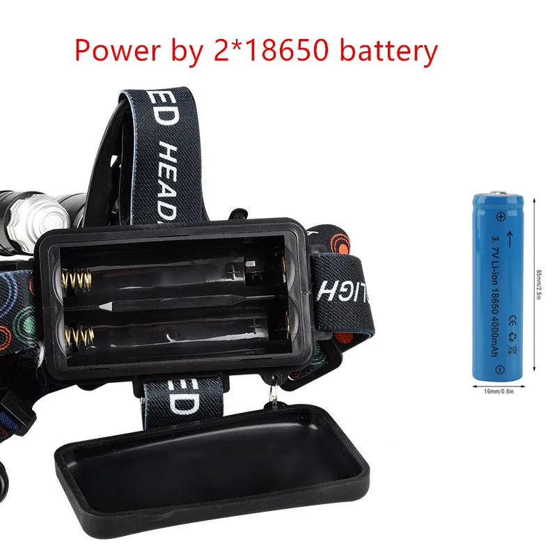AEFJ Super bright LED Headlamp 5*T6 Lamp bead waterproof Headlight Zoomable fishing lamp camping Use 18650 battery | Освещение