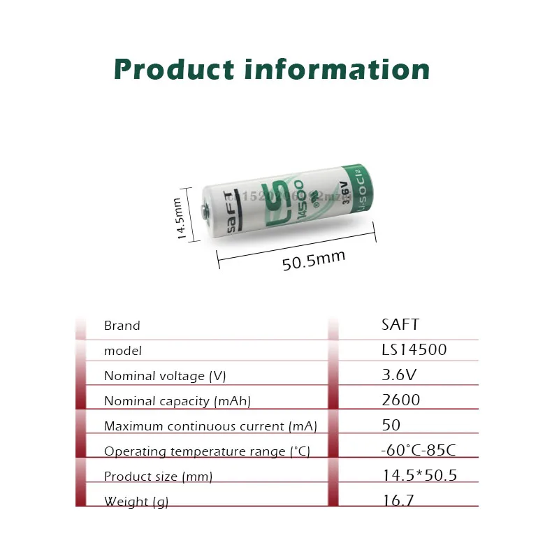 20 шт. литиевая батарея SAFT LS14500 ER14505 AA 3 6 В 2450 мАч для комплектного оборудования
