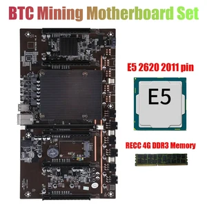 au42 btc mining motherboard x79 h61 lga 2011 ddr3 support 3060 3080 graphics card with e5 2620 cpurecc 4g ddr3 memory free global shipping