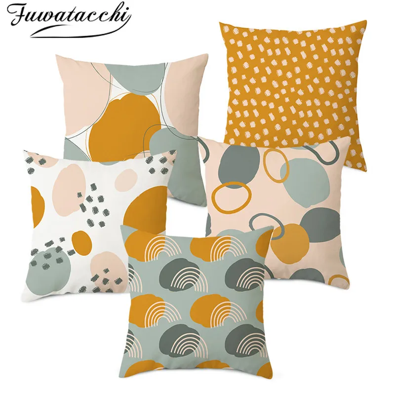 

Fuwatacchi Irregular Pattern Cushion Cover Geometric Letters Printed Photo Pillow Covers for Home Sofa Decorative Pillow Cases