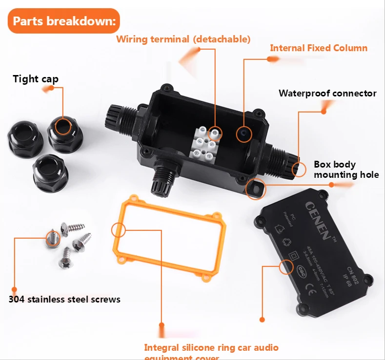 

LED Underground Light Power Plastic Waterproof Box Ip68 Junction Box Customized Tee Outdoor Wiring Protection Box Plastic Box