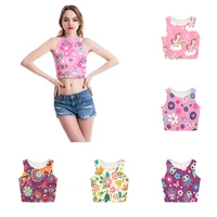 women pink unicorn cartoon print vest summer lovely girl in harajuku sleeveless tank top slim home creative idea gifts tank tops