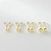 s925 sterling silver stud earrings peas smooth hook shape stud earrings light bead earrings new style