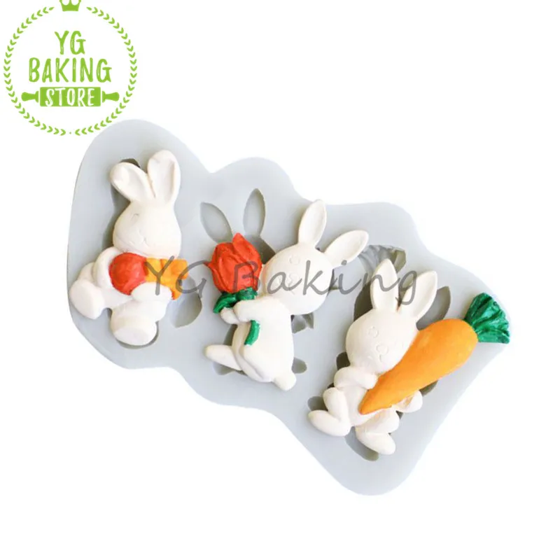 

Easter Bunny/Carrot & Flower Rose Chocolate Mousse Silicone Cake Mold Diy Handmade Fondant Cake Tool Kitchen Accessories