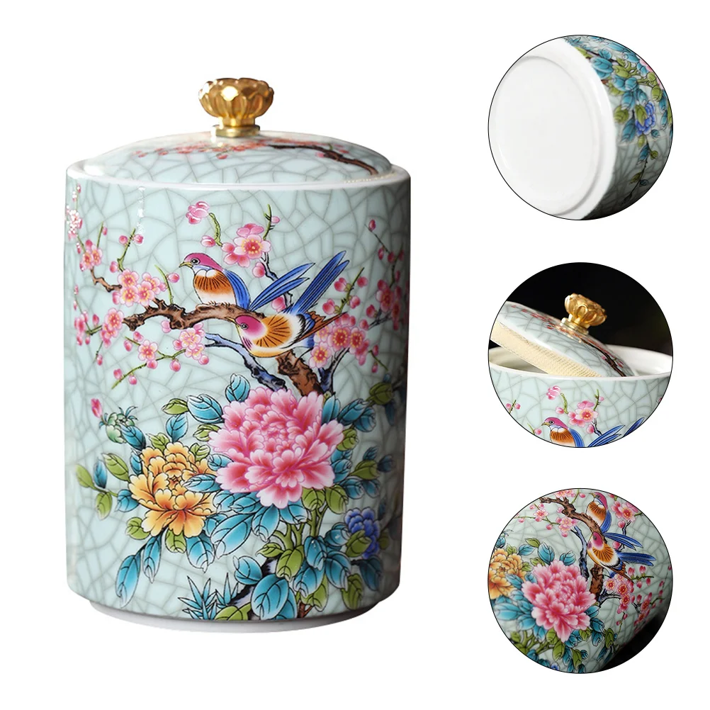 

1Pc Ceramic Tea Canister Sealed Storage Tank Food Storage Container Holder