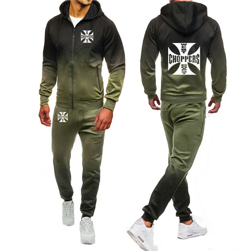 

Spring Autumn Men's jackets West Coast Choppers Printed high quality casual trend Men's sweatshirt + sweatpants 2-piece suit