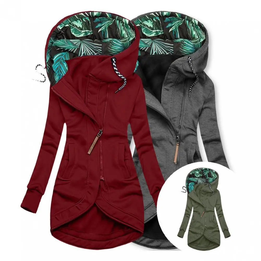 

Warm Fabulous Soft Winter Jacket Pockets Coat Irregular Hem for Outdoor
