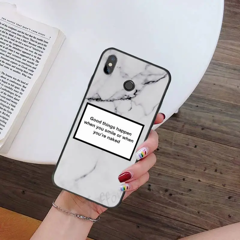 

Luxury fashion marble letter slogan Phone Case For Xiaomi Redmi 7 9t 9se k20 mi8 max3 lite 9 note 8 9s 10 pro Soft Silicone