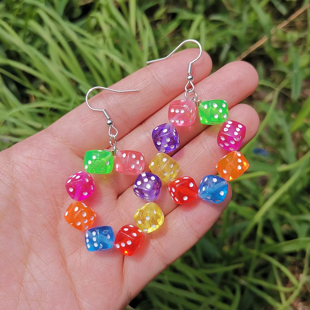 Женские серьги-подвески ручной работы разноцветные с бисером | Украшения и