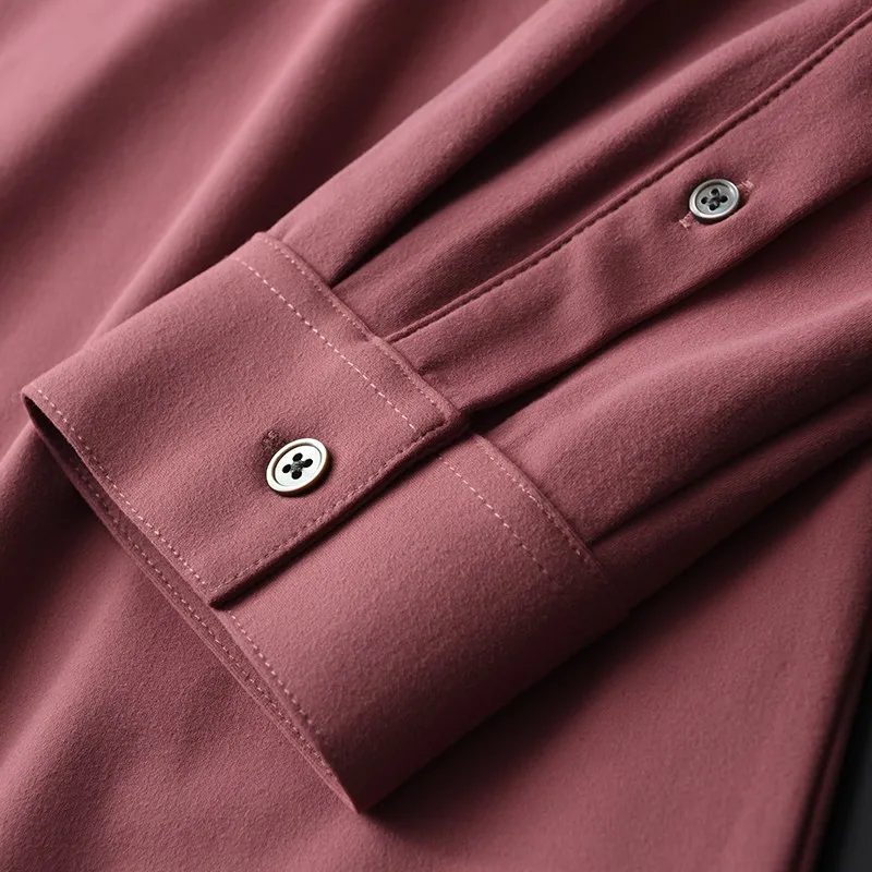 

Red Mens Shirts High Quality Long Sleeve Solid Color Casual Male Shirts Fashion Slim Fit Party Mens Dress Shirts 4XL