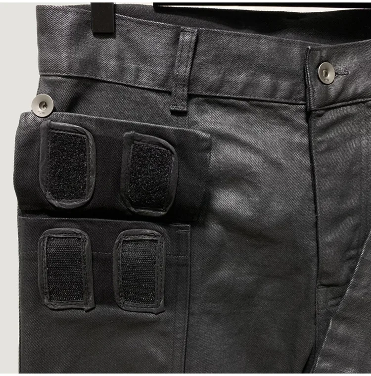 Famous Brand Rick High Stree Jeans Black Washed Owens Jeans for Men Slim Fit Distressed Pants Hip Hop Trousers