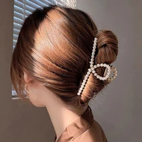 new women elegant luxury crystal pearls geometric big metal hair claws sweet headband hair clip hairpin fashion hair accessories