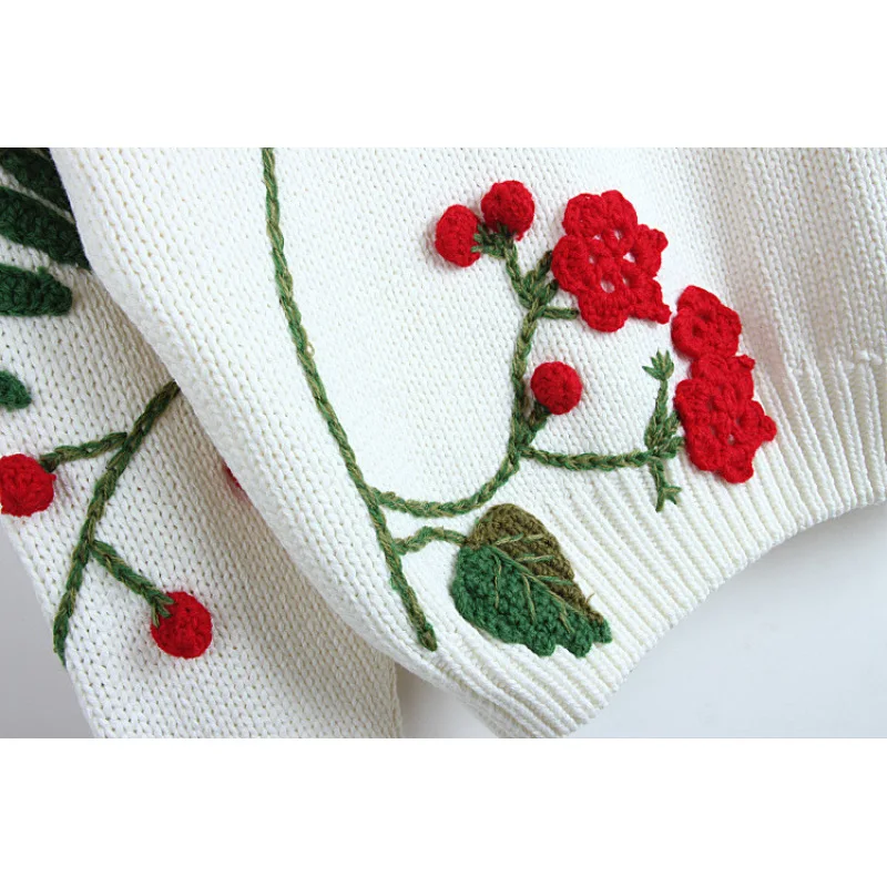 

2020 Autumn Winter Sweater Female Runway Women Knitted High Quality Designer Luxury Floral Embroidery Pullover Jumper Pull Femme