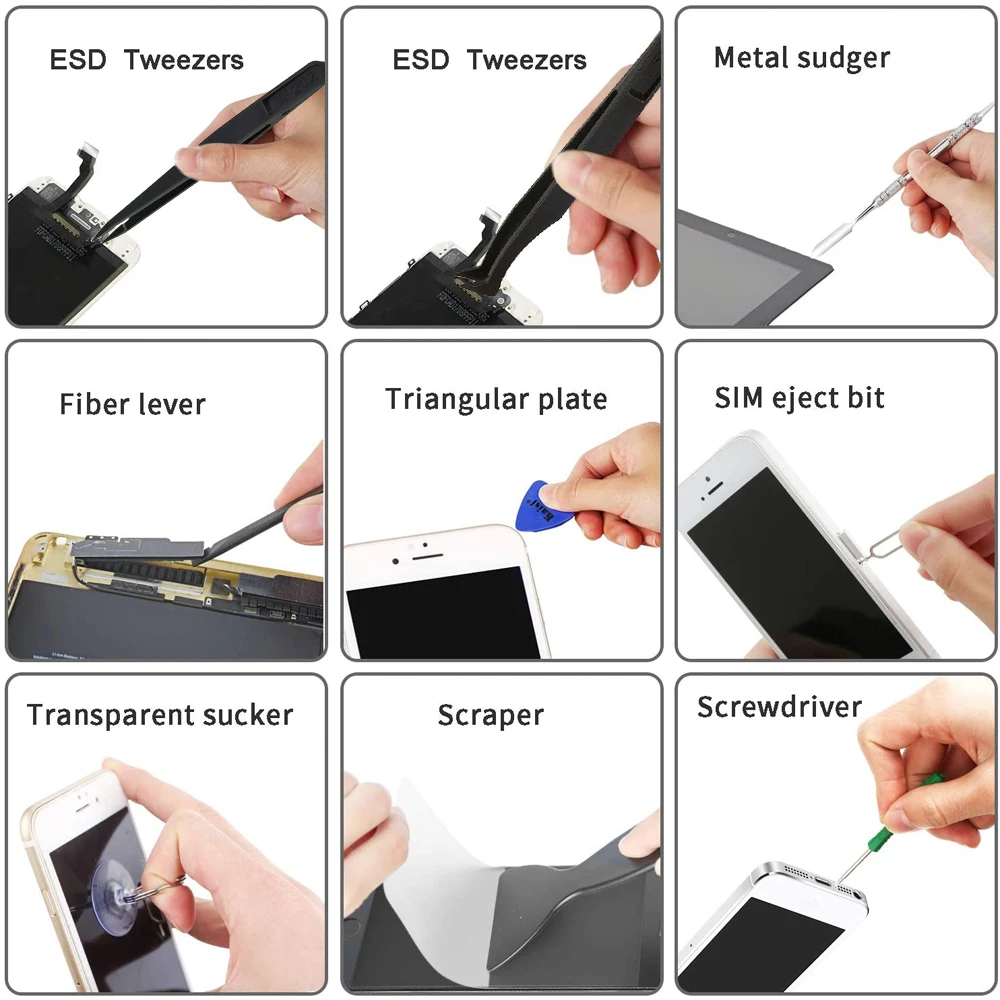 

8pcs Anti-static Carbon fiber Electronic Tweezers Kit ESD Plastic Forceps PCB Repair Hand Tools Set