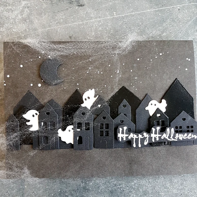 Хэллоуин зима девушка и мальчик дом цветок слово металлические пресс формы для