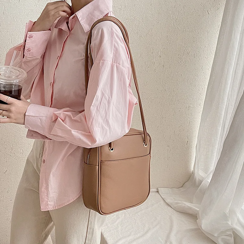 

Female fashion temperament high quality leather small square bag thin shoulder strap female bag texture PU ladies shoulder bag
