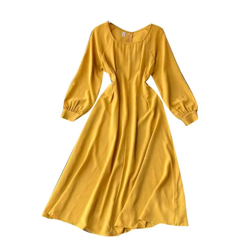 

Elegant Long Sleeve Women Summer Autumn New Casual A LIne Dress Loose Party Vestidos